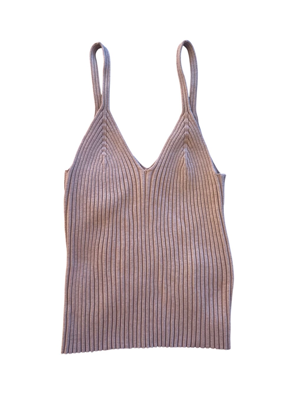 H&M Medium Beige Ribbed Knit Tank Top